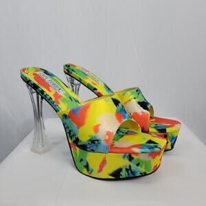 Cape Robbin Celia platform heels sz 8.5M multicolor clear heels maximalism rave